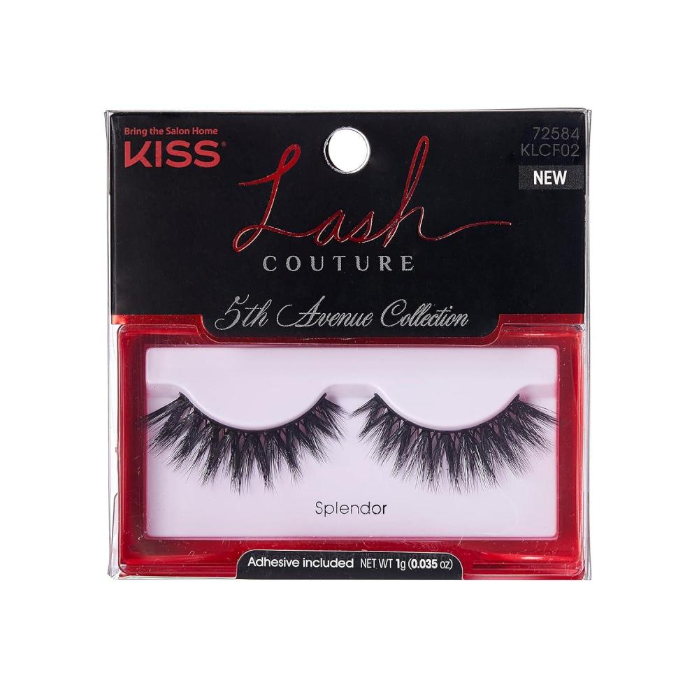 imageKISS Lash Couture 5th Avenue Collection False Eyelashes with Handcrafted SilkLike Fibers Reusable Contact Lens Friendly Style Splendor Includes Adhesive lash glue and 1 Pair Fake LashesSplendor