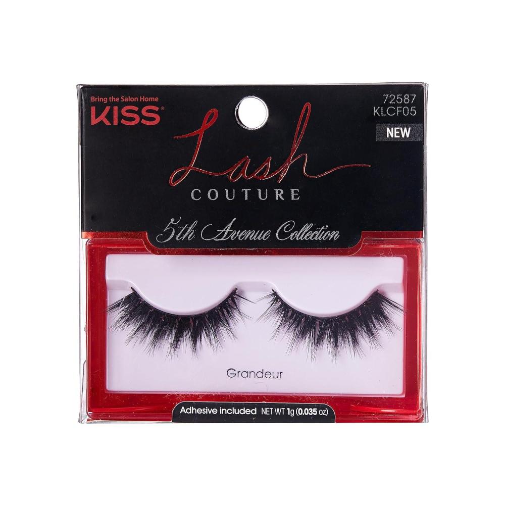 imageKISS Lash Couture 5th Avenue Collection False Eyelashes with Handcrafted SilkLike Fibers Reusable Contact Lens Friendly Style Splendor Includes Adhesive lash glue and 1 Pair Fake LashesGrandeur