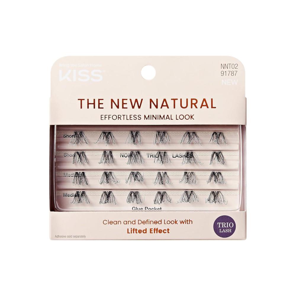 imageKISS The New Natural False Eyelashes Easy to Apply Reusable Fake Lashes Cruelty Free Includes 24 Short ampamp Medium Length 12mm16mm Natural Volume Trio Lash Clusters Style Noir