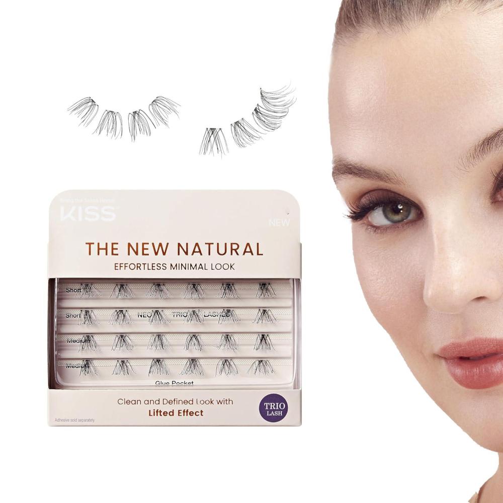 imageKISS The New Natural False Eyelashes Neo 12mm14mm Includes 24 Wisps Easy to Apply Reusable Lash Clusters4 pair Pack of 1