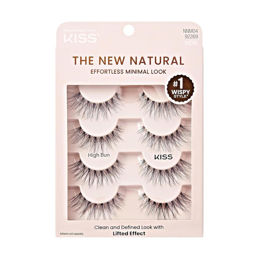 imageKISS The New Natural False Eyelashes Pearl Earring 12mm Includes 4 Pairs Of Lashes Easy to Apply Reusable Lash ClustersHigh Bun