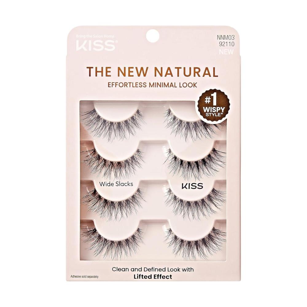 imageKISS The New Natural False Eyelashes Pearl Earring 12mm Includes 4 Pairs Of Lashes Easy to Apply Reusable Lash ClustersWide Slacks