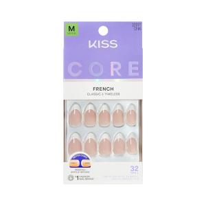 KISS CORE, Press On Nails, Nail glue included, ‘Curiosity’, White, Medium Size, Almond Shape, Includes 32 Nails, 2g Glue, 1 Manicure Stick, 1 Mini File