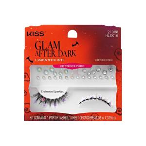 KISS Halloween Eyelashes ‘Enchanted Sparkles’, 12mm, Natural Volume False Lashes with Butterfly Accents & Gem Stickers, Reusable Strip Lashes, No Damage To Natural Lashes, Vegan & Cruelty-Free(Enchanted Sparkles)