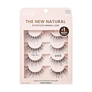 KISS The New Natural, False Eyelashes, ‘Pearl Earring’, 12mm, Includes 4 Pairs Of Lashes, Easy to Apply, Reusable Lash Clusters(High Bun)