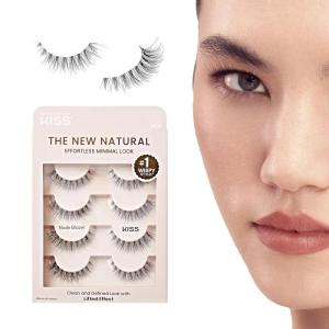 KISS The New Natural, False Eyelashes, ‘Pearl Earring’, 12mm, Includes 4 Pairs Of Lashes, Easy to Apply, Reusable Lash Clusters(Nude Blazer)