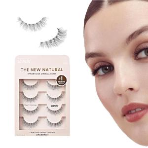 KISS The New Natural, False Eyelashes, ‘Pearl Earring’, 12mm, Includes 4 Pairs Of Lashes, Easy to Apply, Reusable Lash Clusters(Pearl Earring)