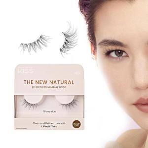 KISS The New Natural False Eyelashes Single Pack, 12 mm, Natural Volume, Easy to Apply, Reusable Fake Lashes, Cruelty Free, Includes 1 Pair Half Lashes – Style ‘Freckles'(Glowy Skin)