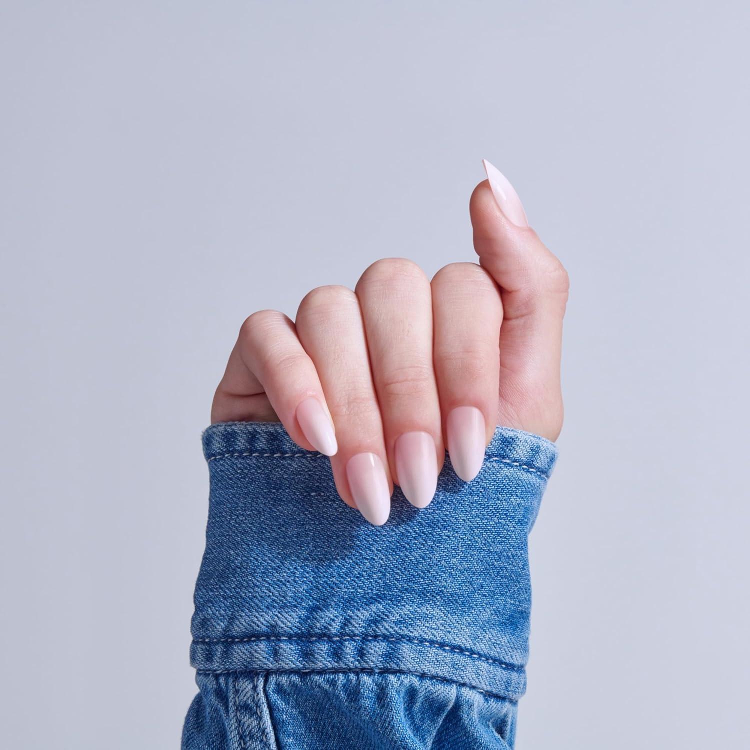 imageKISS CORE Press On Nails Nail glue included Dulcet Pink Medium Size Almond Shape Includes 32 Nails 2g Glue 1 Manicure Stick 1 Mini File