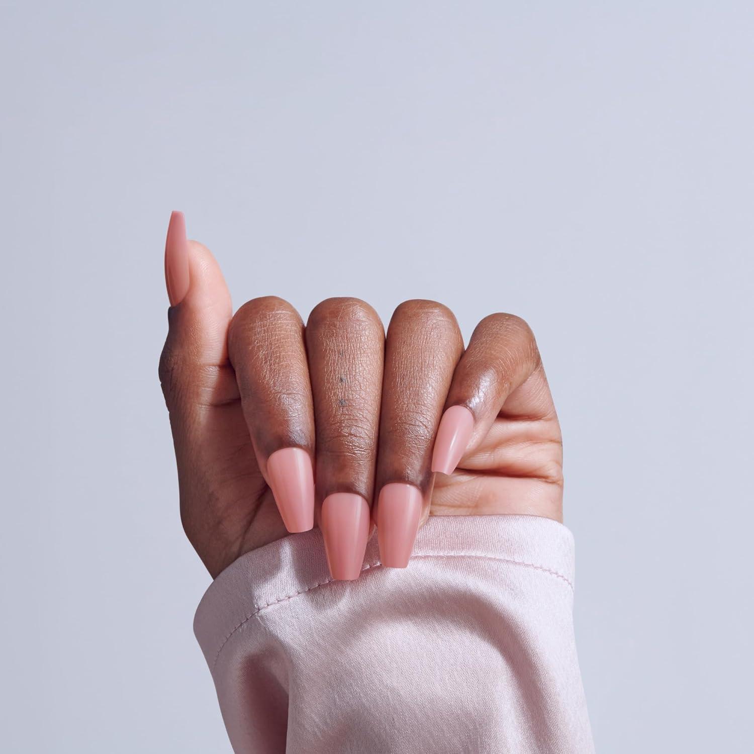 imageKISS CORE Press On Nails Nail glue included Jubilation Pink Medium Size Coffin Shape Includes 32 Nails 2g Glue 1 Manicure Stick 1 Mini File