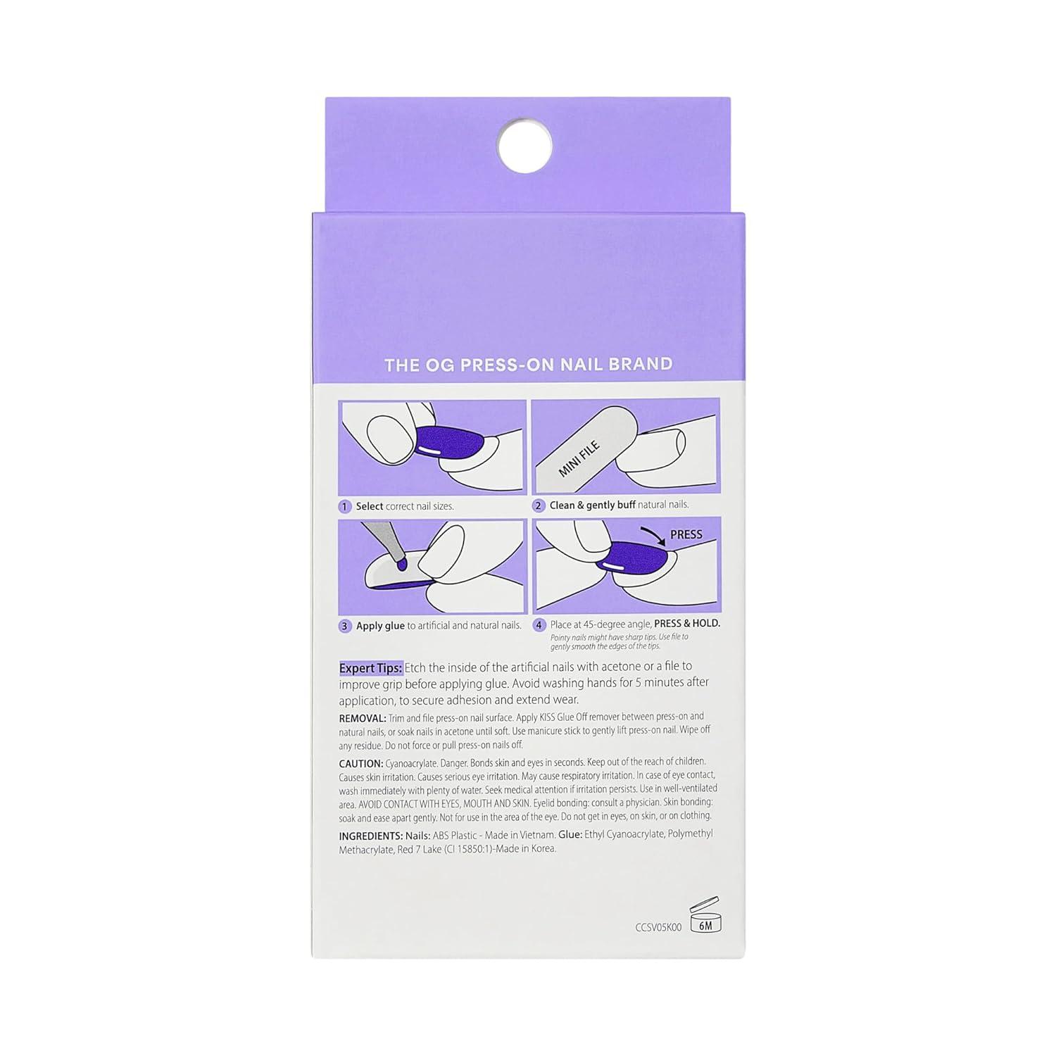 imageKISS CORE Press On Nails Nail glue included Photogenic Black Short Size Squoval Shape Includes 32 Nails 2g Glue 1 Manicure Stick 1 Mini File