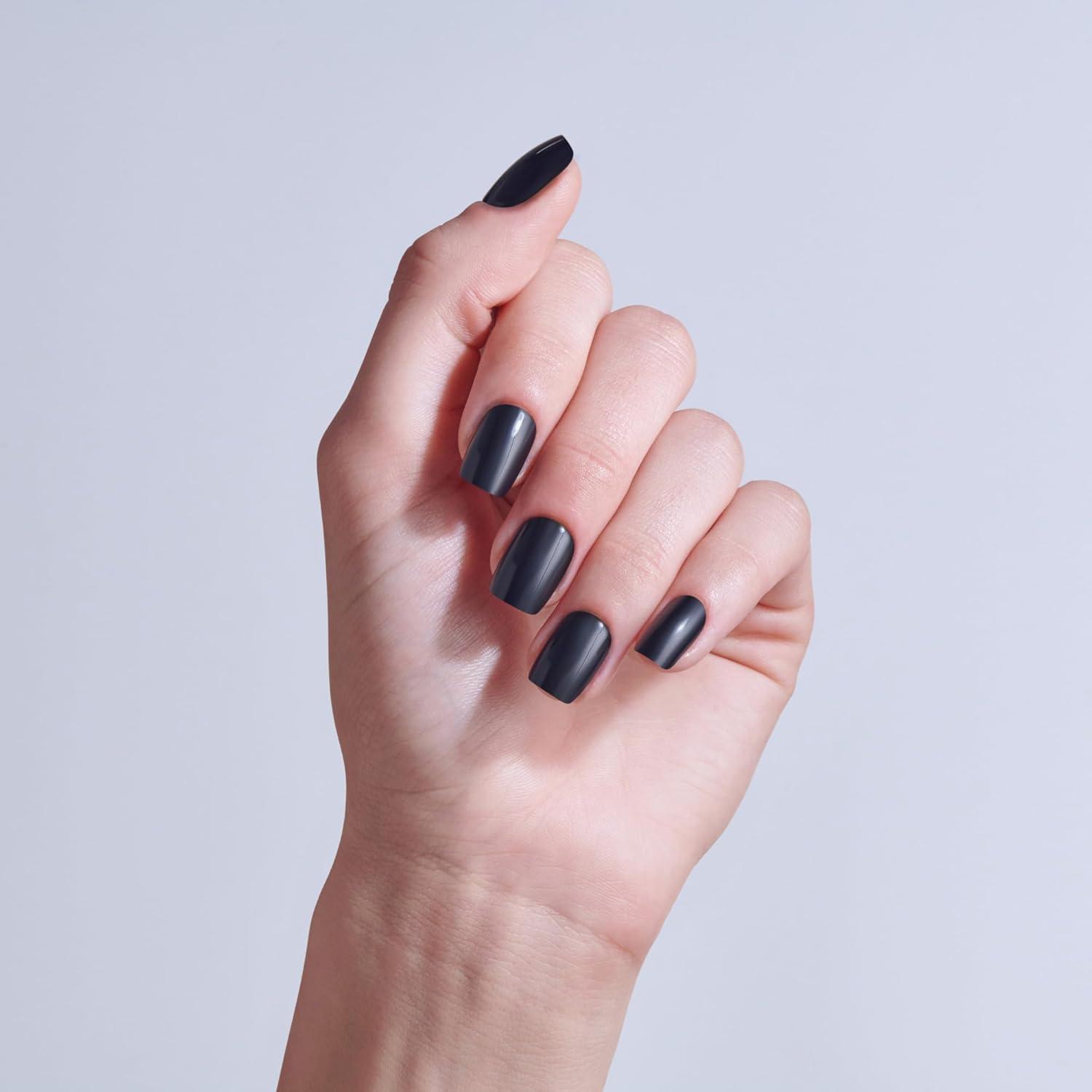imageKISS CORE Press On Nails Nail glue included Photogenic Black Short Size Squoval Shape Includes 32 Nails 2g Glue 1 Manicure Stick 1 Mini File