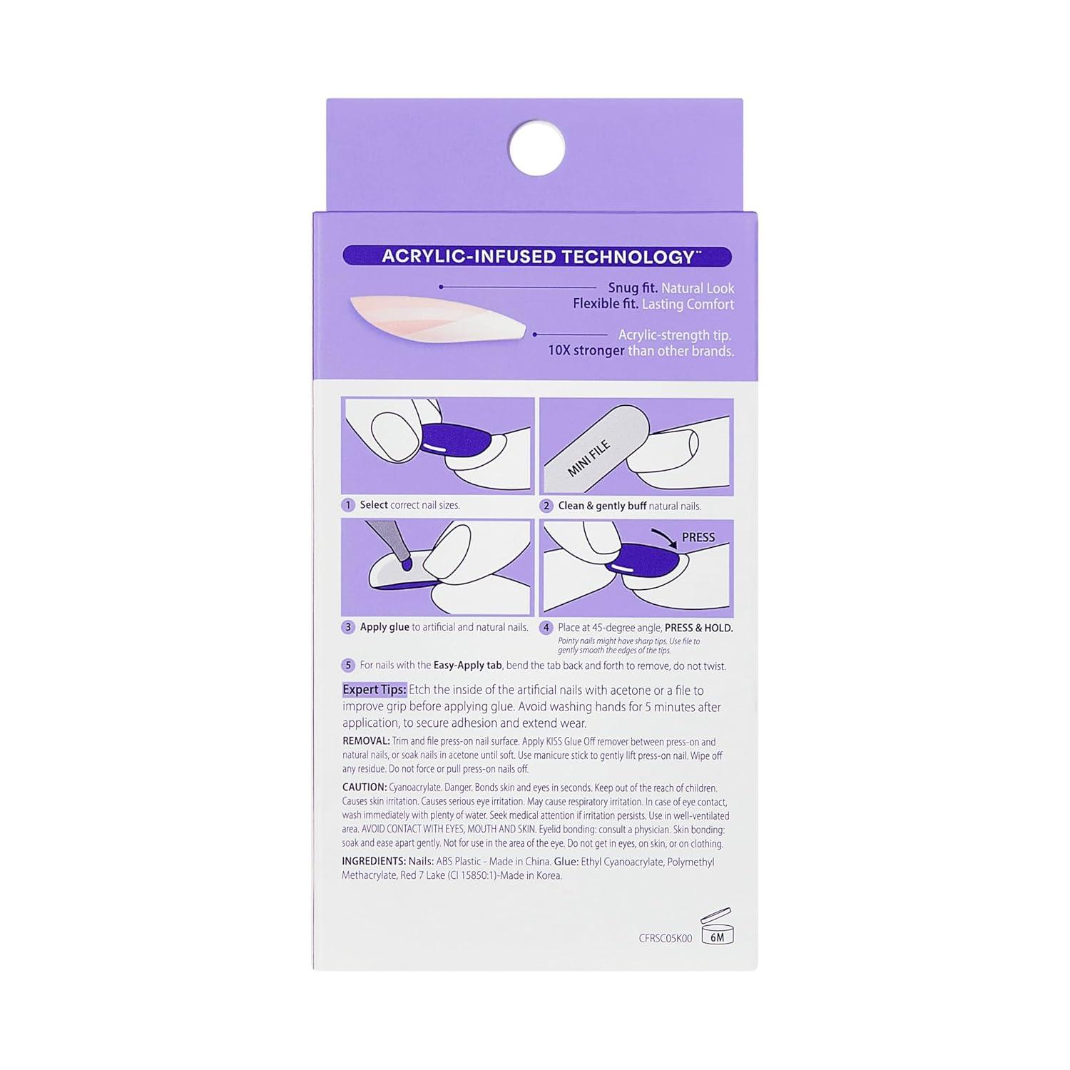 imageKISS CORE Press On Nails Nail glue included Your Moment Pink Real Short Size Squoval Shape Includes 32 Nails 2g Glue 1 Manicure Stick 1 Mini File