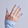 KISS CORE, Press On Nails, Nail glue included, ‘Credit’, Blue, Medium Size, Almond Shape, Includes 32 Nails, 2g Glue, 1 Manicure Stick, 1 Mini File