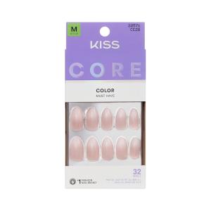 KISS CORE, Press On Nails, Nail glue included, ‘Dulcet’, Pink, Medium Size, Almond Shape, Includes 32 Nails, 2g Glue, 1 Manicure Stick, 1 Mini File