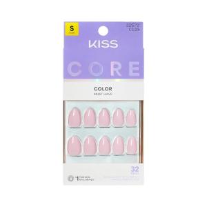 KISS CORE, Press On Nails, Nail glue included, ‘Euphonious’, Pink, Short Size, Almond Shape, Includes 32 Nails, 2g Glue, 1 Manicure Stick, 1 Mini File