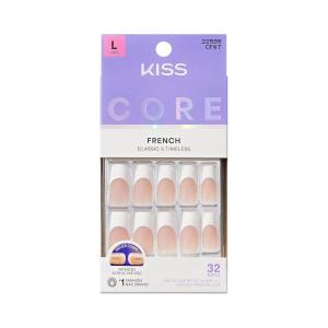 KISS CORE, Press On Nails, Nail glue included, ‘Every Minute’, White, Long Size, Square Shape, Includes 32 Nails, 2g Glue, 1 Manicure Stick, 1 Mini File
