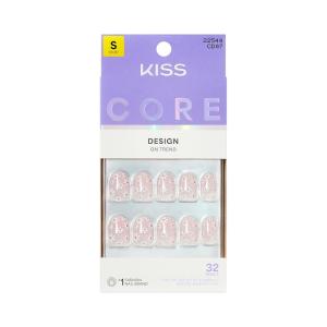 KISS CORE, Press On Nails, Nail glue included, ‘Friendship’, Pink, Short Size, Round Shape, Includes 32 Nails, 2g Glue, 1 Manicure Stick, 1 Mini File