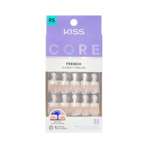 KISS CORE, Press On Nails, Nail glue included, ‘I Wish’, White, Real Short Size, Square Shape, Includes 32 Nails, 2g Glue, 1 Manicure Stick, 1 Mini File