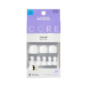 KISS CORE, Press On Nails, Nail glue included, ‘Toe-tally Yours’, White, Short Size, Squoval Shape, Includes 26 Toenails, 2g Glue, 1 Manicure Stick, 1 Mini File