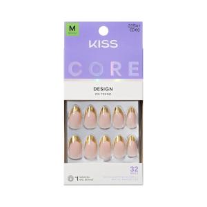KISS CORE, Press On Nails, Nail glue included, ‘Together’, Beige, Medium Size, Almond Shape, Includes 32 Nails, 2g Glue, 1 Manicure Stick, 1 Mini File