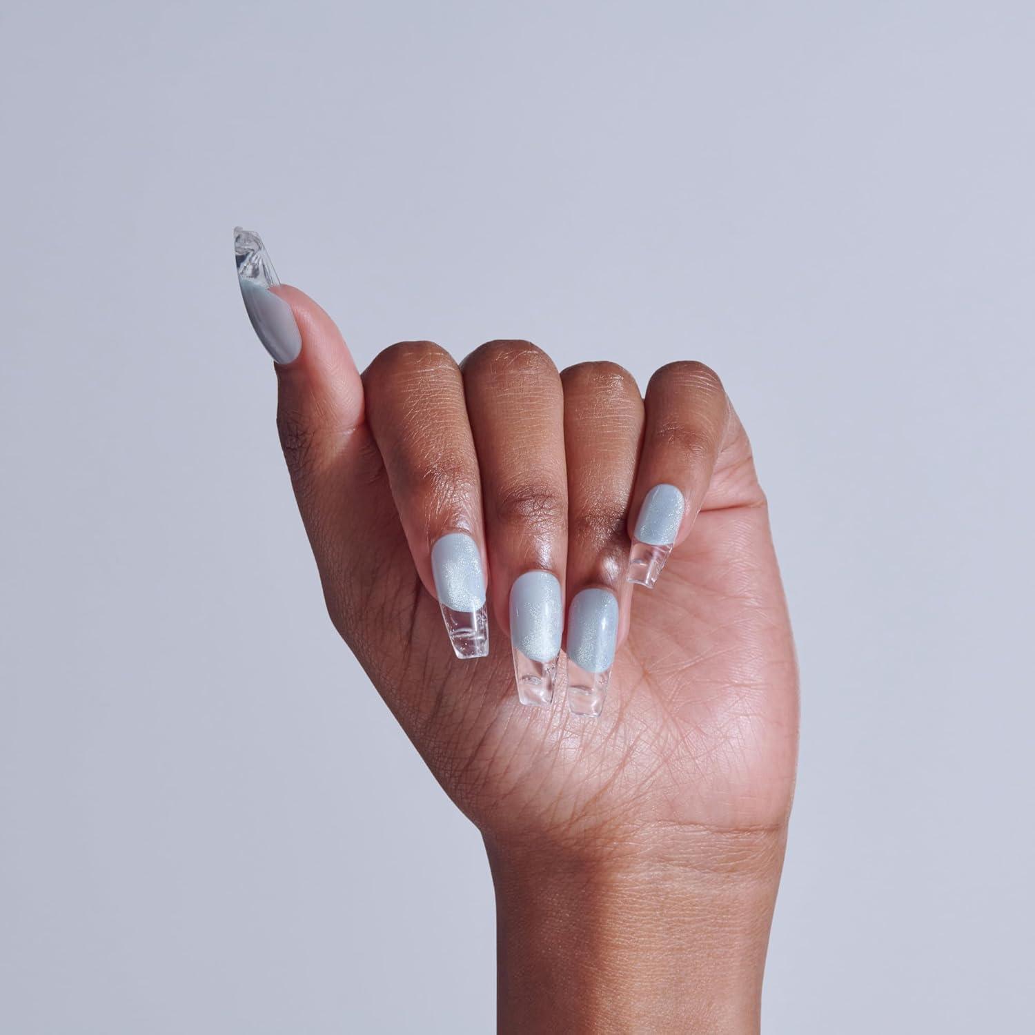 imageKISS GLAM Press On Nails Nail glue included Seraphic Blue Long Size Coffin Shape Includes 32 Nails 2g Glue 1 Manicure Stick 1 Mini File