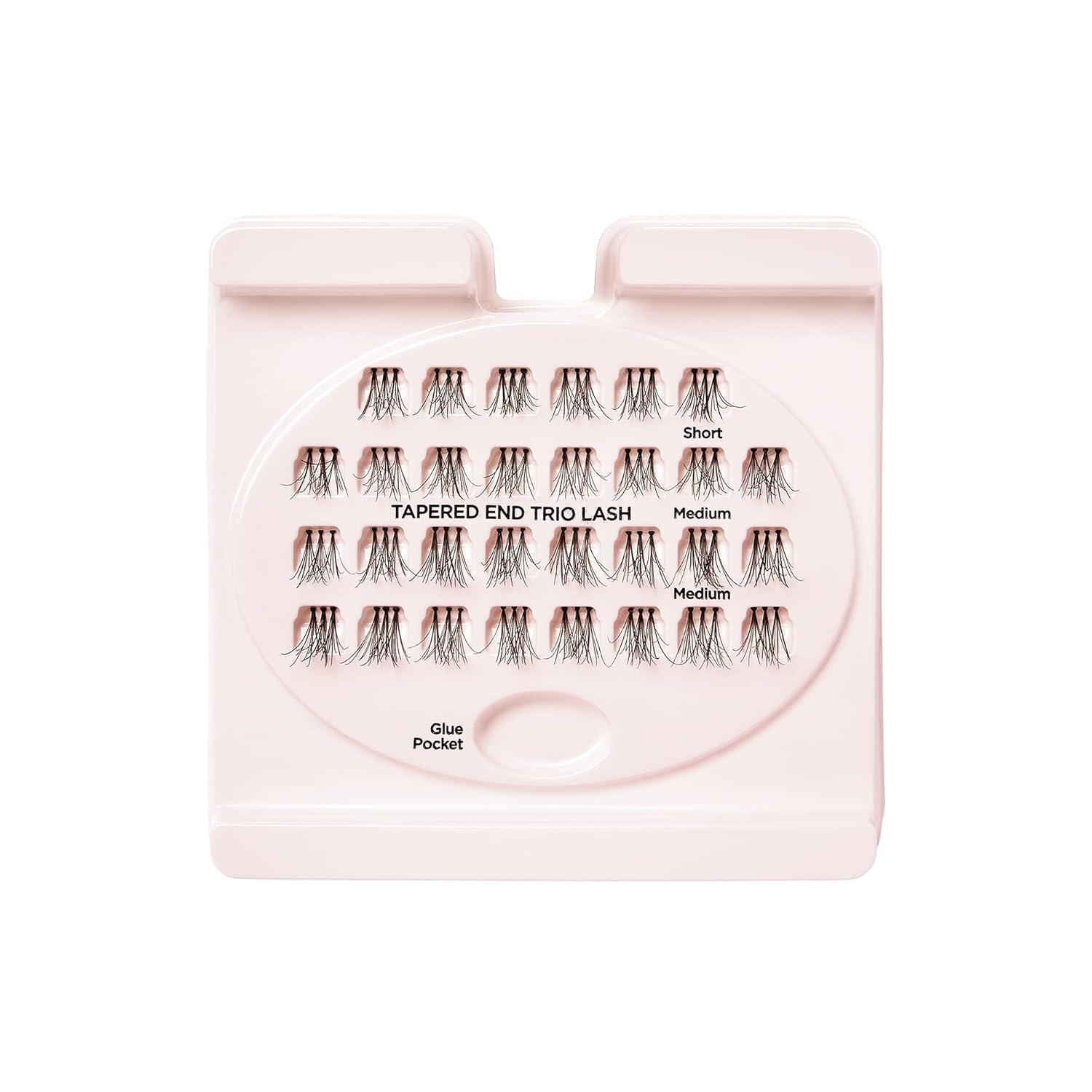 imageKISS Looks So Natural Trio Lash Medium Combo Pack False Eyelashes with Tapered End Technology 3D Lengths amp Angles Easy Grip Tray with BuiltIn Glue Pocket 30 Trio Lashes in Short amp Medium LengthsMedium