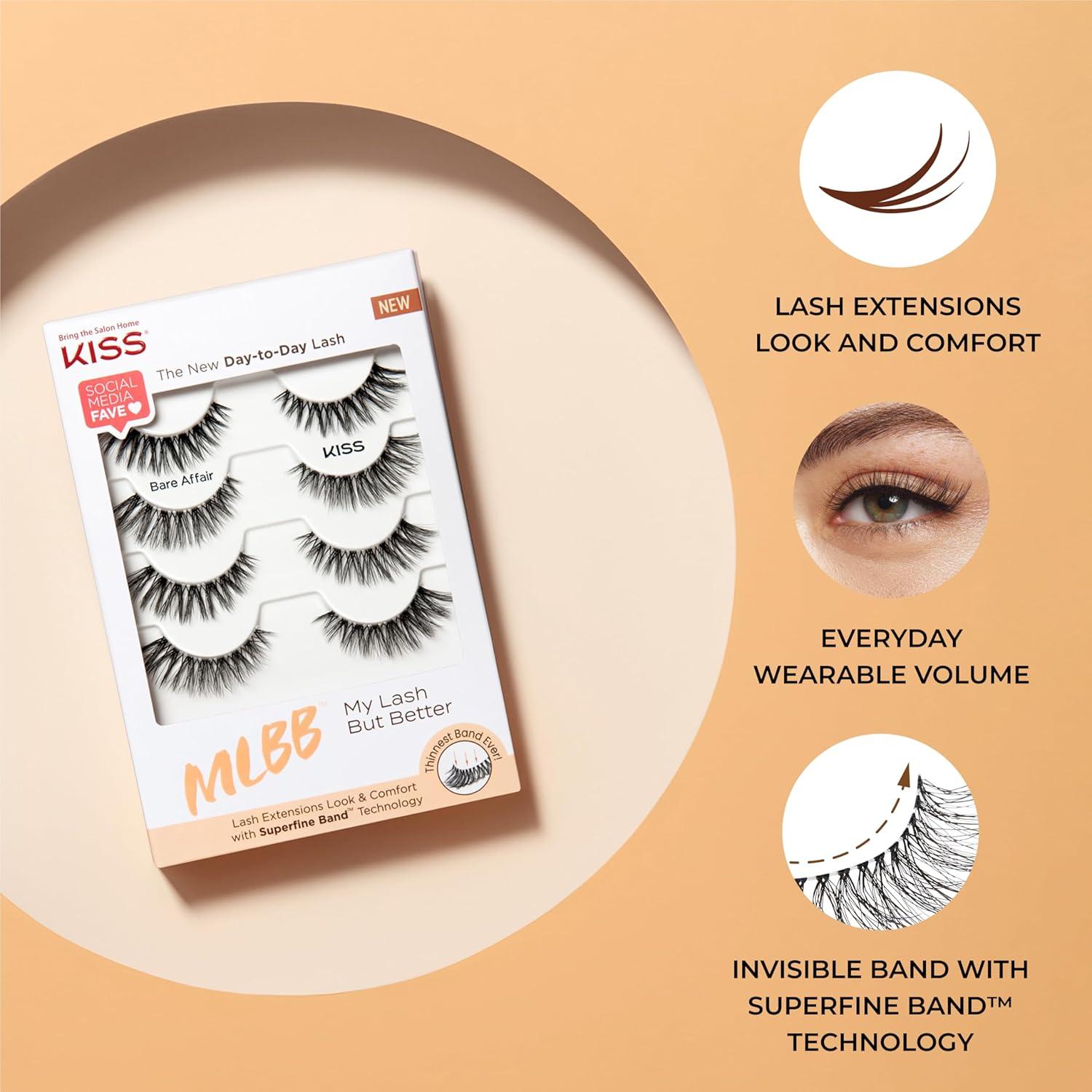 imageKISS Looks So Natural Trio Lash Medium Combo Pack False Eyelashes with Tapered End Technology 3D Lengths amp Angles Easy Grip Tray with BuiltIn Glue Pocket 30 Trio Lashes in Short amp Medium LengthsNo Filters