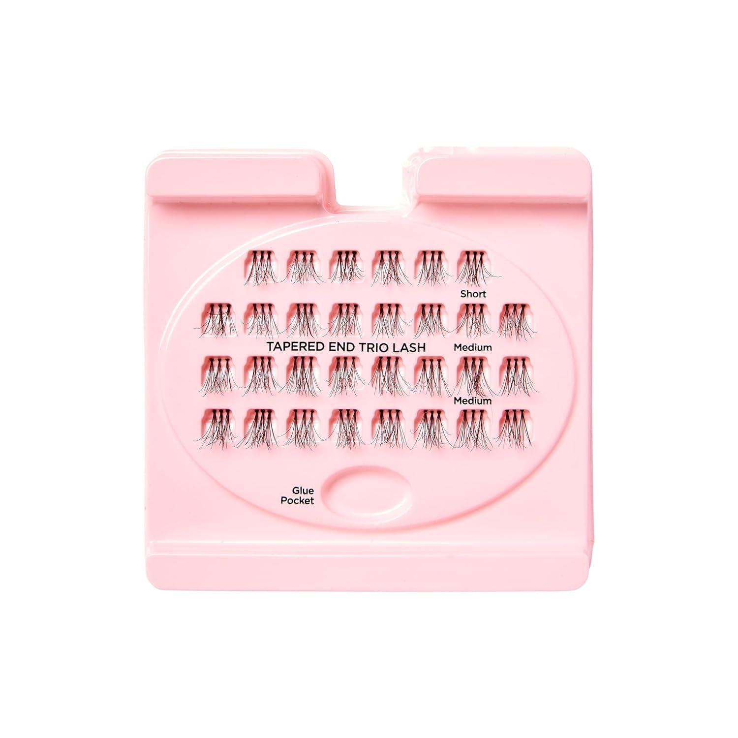 imageKISS Looks So Natural Trio Lash Medium Combo Pack False Eyelashes with Tapered End Technology 3D Lengths amp Angles Easy Grip Tray with BuiltIn Glue Pocket 30 Trio Lashes in Short amp Medium LengthsMedium