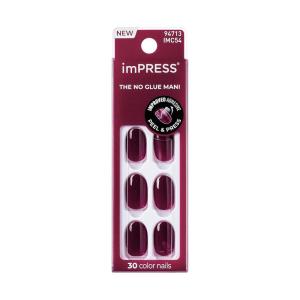 imPRESS Color Press On Nails, ‘Over You’, Solid Burgundy, Short Oval, PureFit Technology, Patented Super Hold Adhesive, Chip Proof, Smudge Proof, Mini Nail File, Manicure Stick & 30 Fake Nails