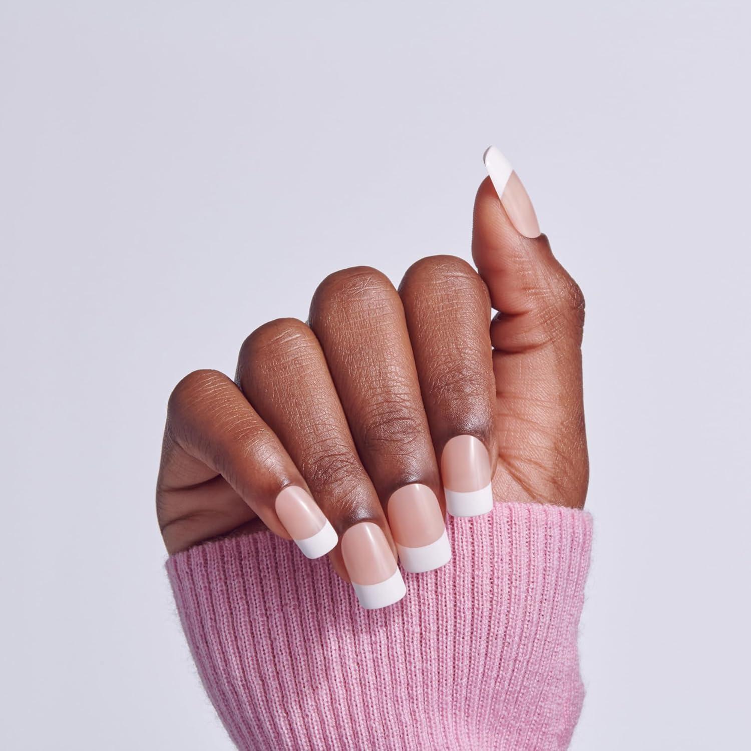 imageKISS CORE Press On Nails Nail glue included Hopeful White Medium Size Squoval Shape Includes 32 Nails 2g Glue 1 Manicure Stick 1 Mini File