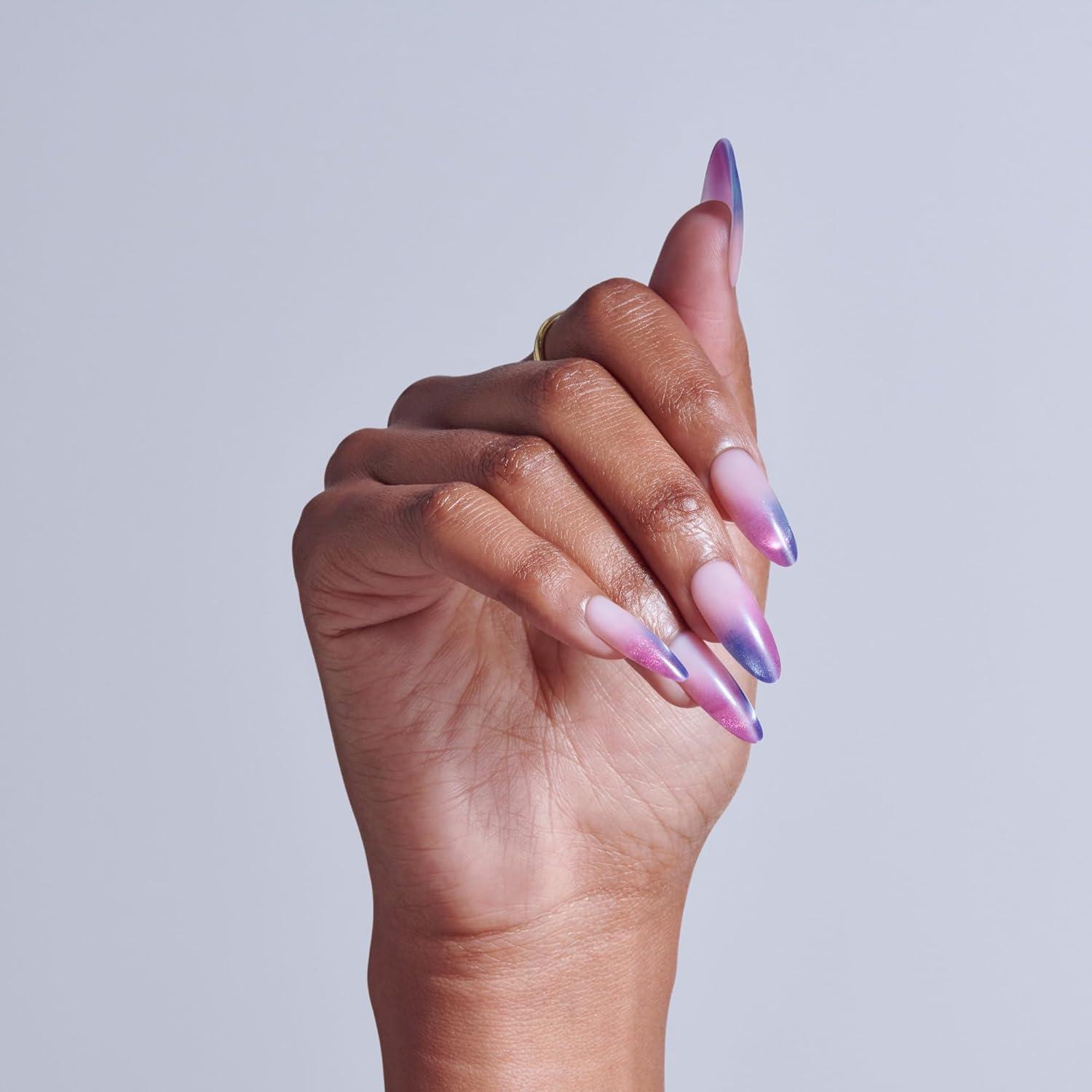 imageKISS CORE Press On Nails Nail glue included Twinkling Stars Purple Long Size Almond Shape Includes 32 Nails 2g Glue 1 Manicure Stick 1 Mini File