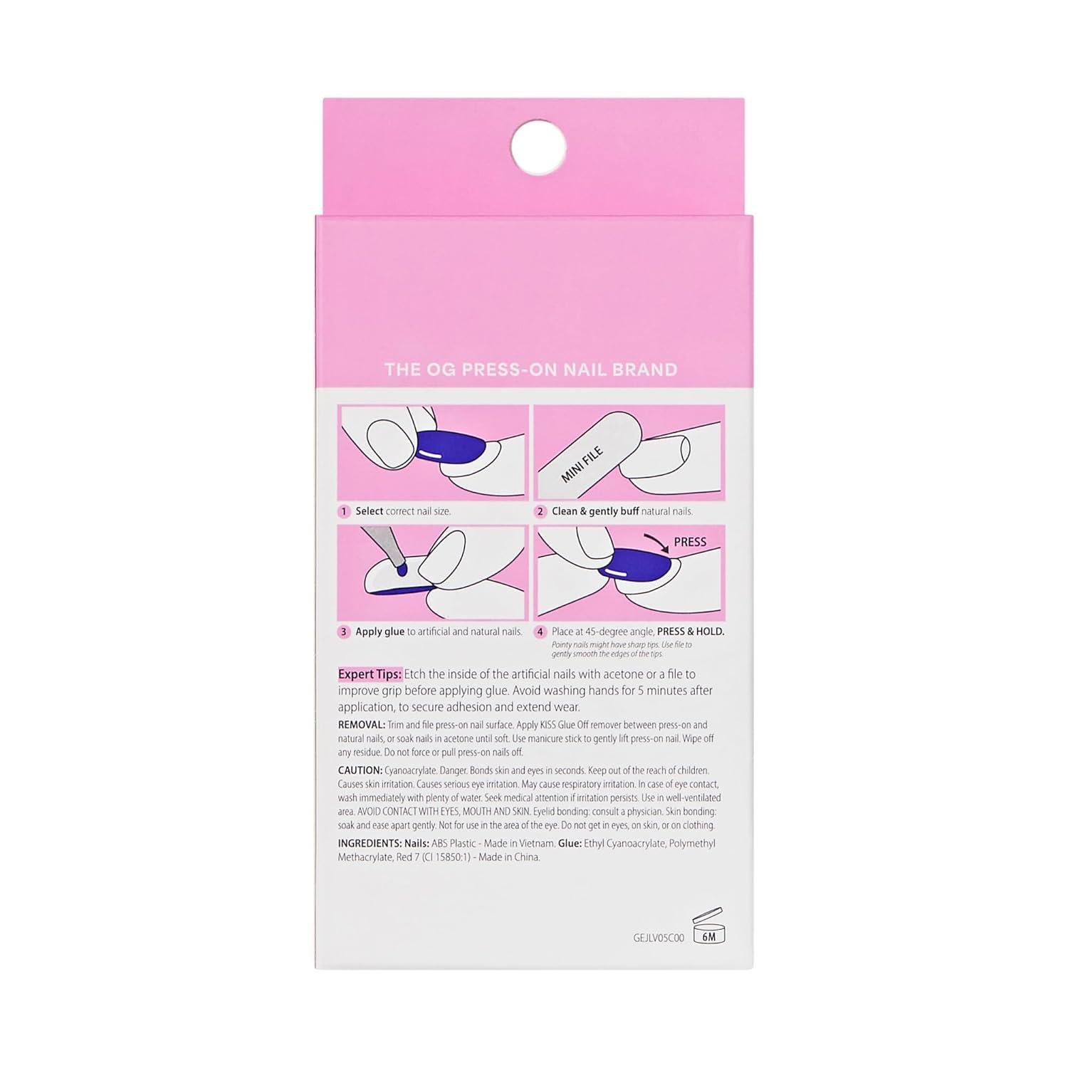 imageKISS GLAM Press On Nails Nail glue included Captured White Medium Size Almond Shape Includes 32 Nails 2g Glue 1 Manicure Stick 1 Mini File
