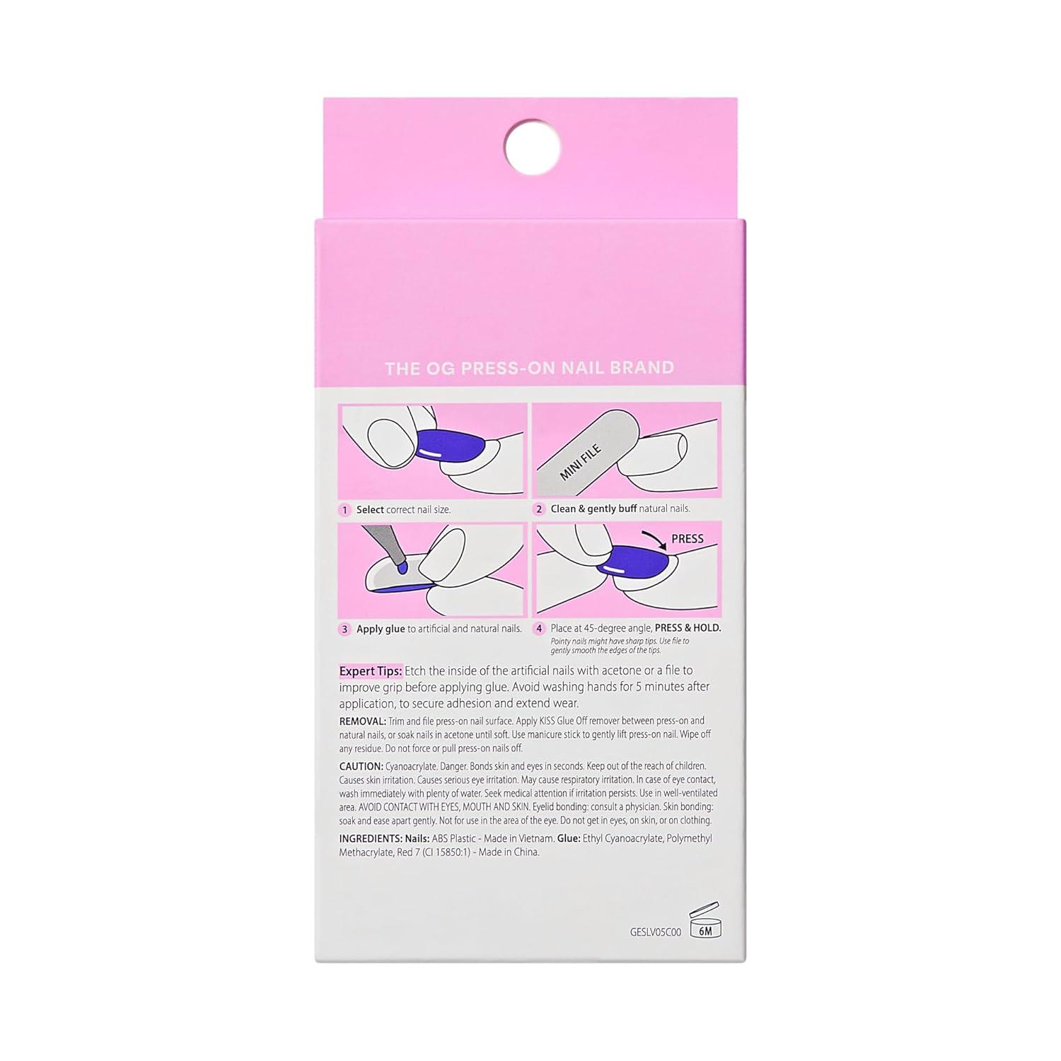 imageKISS GLAM Press On Nails Nail glue included Day n Night Beige Long Size Almond Shape Includes 32 Nails 2g Glue 1 Manicure Stick 1 Mini File