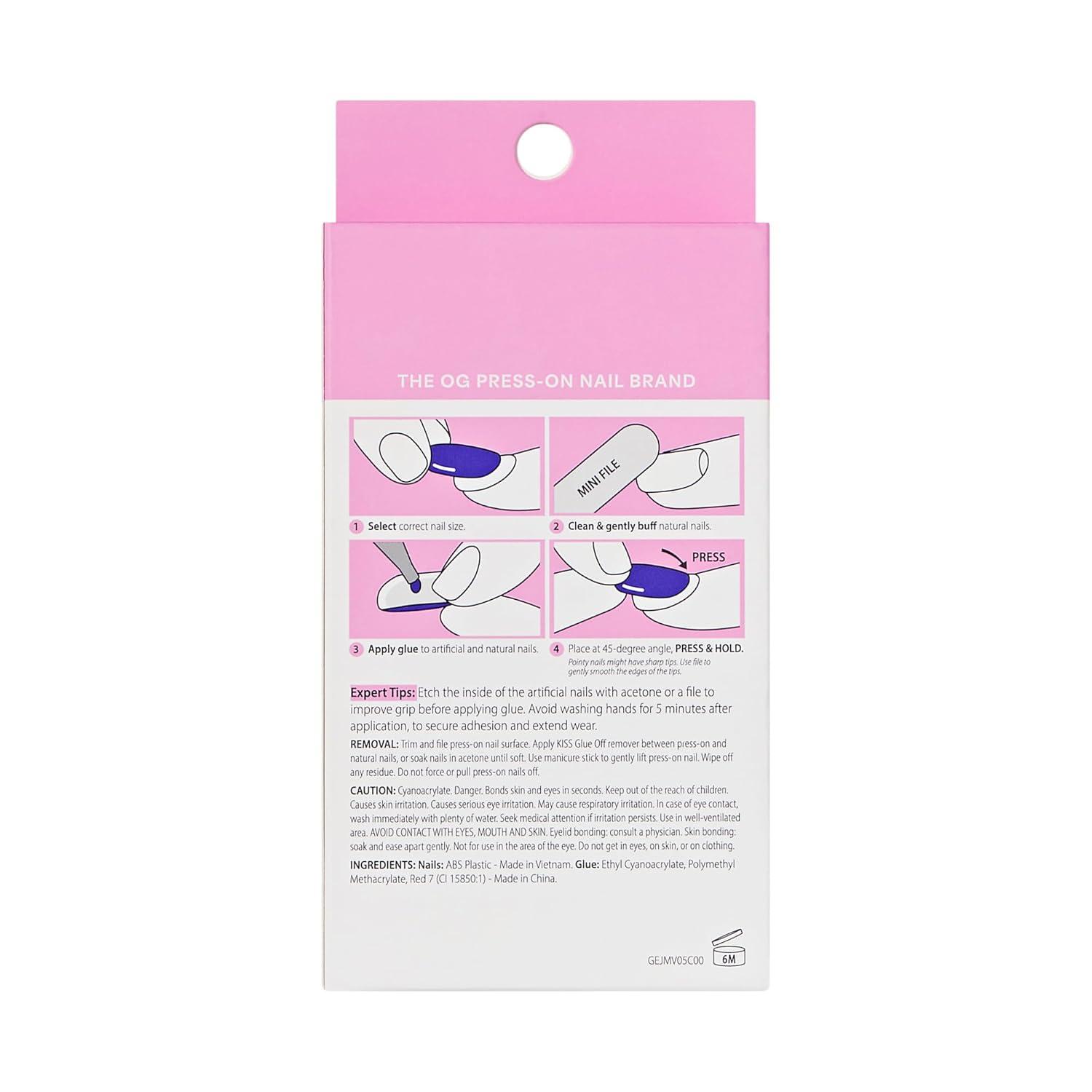 imageKISS GLAM Press On Nails Nail glue included Starry Serenade Blue Medium Size Coffin Shape Includes 32 Nails 2g Glue 1 Manicure Stick 1 Mini File