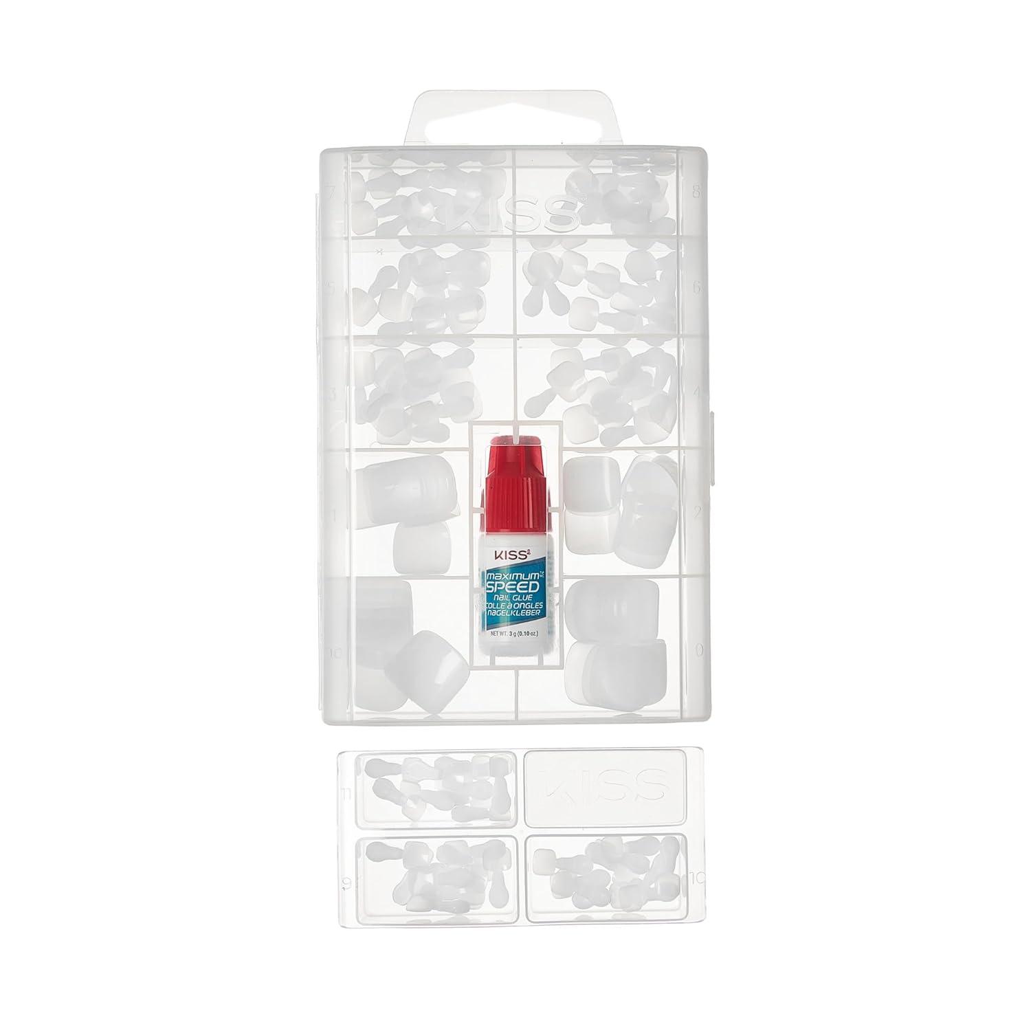 imageKISS PROFESSIONAL Press On Nails Nail glue included Tippy Toes White Short Size Squoval Shape Includes 130 Toenails 3g Glue