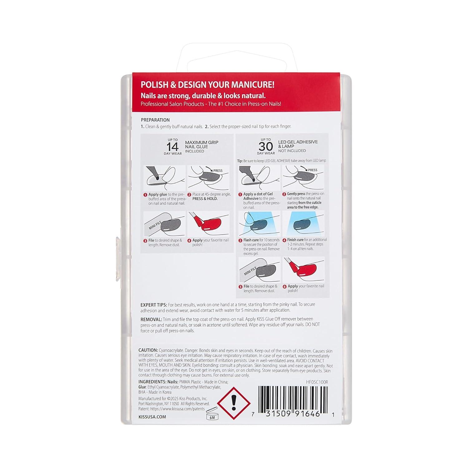 imageKISS PROFESSIONAL Press On Nails Nail glue included Unlimited Clear Medium Size Almond Shape Includes 140 Nails 3g Glue