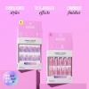 KISS GLAM, Press On Nails, Nail glue included, ‘Celestique’, Blue, Short Size, Round Shape, Includes 32 Nails, 2g Glue, 1 Manicure Stick, 1 Mini File