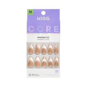 KISS CORE, Press On Nails, Nail glue included, ‘Amazon Falls’, Beige, Medium Size, Almond Shape, Includes 32 Nails, 2g Glue, 1 Manicure Stick, 1 Mini File