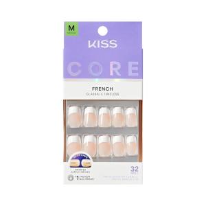 KISS CORE, Press On Nails, Nail glue included, ‘Hopeful’, White, Medium Size, Squoval Shape, Includes 32 Nails, 2g Glue, 1 Manicure Stick, 1 Mini File