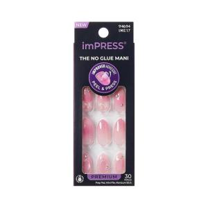 KISS imPRESS No Glue Mani Press On Nails, Design, ‘Venus’, Pink, Medium Size, Almond Shape, Includes 30 Nails, Prep Pad, Instructions Sheet, 1 Manicure Stick, 1 Mini File