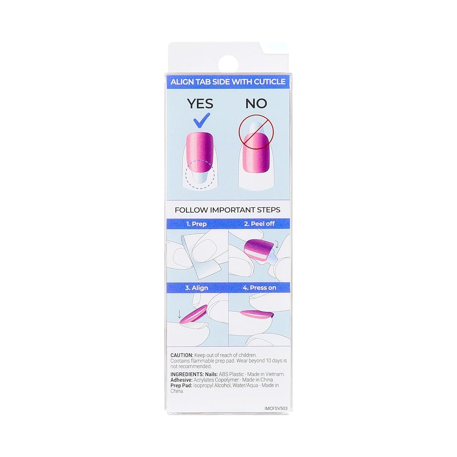 imageKISS imPRESS No Glue Mani Press On Nails ColorFX Diamond Drip Purple Short Size Oval Shape Includes 30 Nails Prep Pad Instructions Sheet 1 Manicure Stick 1 Mini File