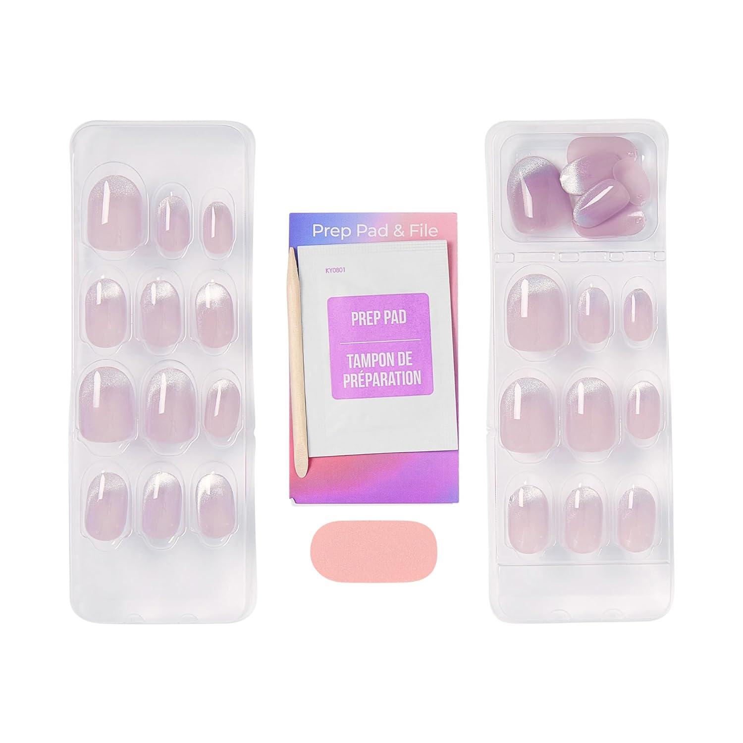 imageKISS imPRESS No Glue Mani Press On Nails ColorFX Diamond Drip Purple Short Size Oval Shape Includes 30 Nails Prep Pad Instructions Sheet 1 Manicure Stick 1 Mini File