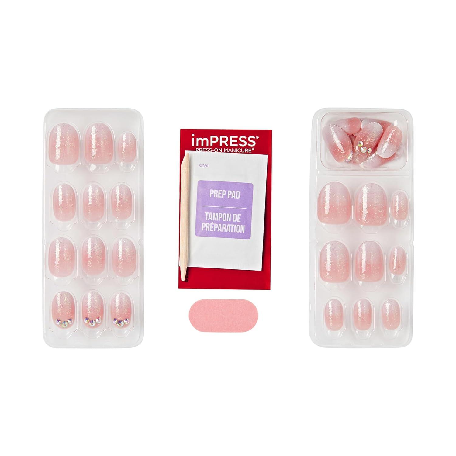 imageKISS imPRESS No Glue Mani Press On Nails Design Even Better Pink Short Size Oval Shape Includes 30 Nails Prep Pad Instructions Sheet 1 Manicure Stick 1 Mini File