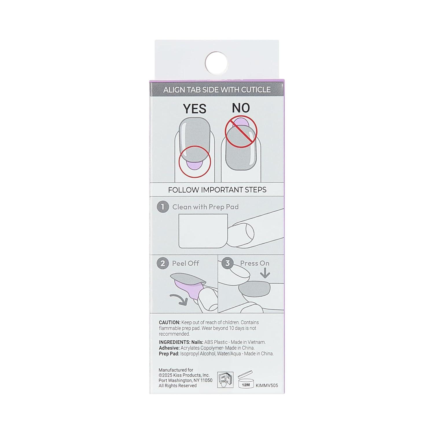 imageKISS imPRESS No Glue Mani Press On Nails Design Glow Muse Pink Medium Size Coffin Shape Includes 30 Nails Prep Pad Instructions Sheet 1 Manicure Stick 1 Mini File