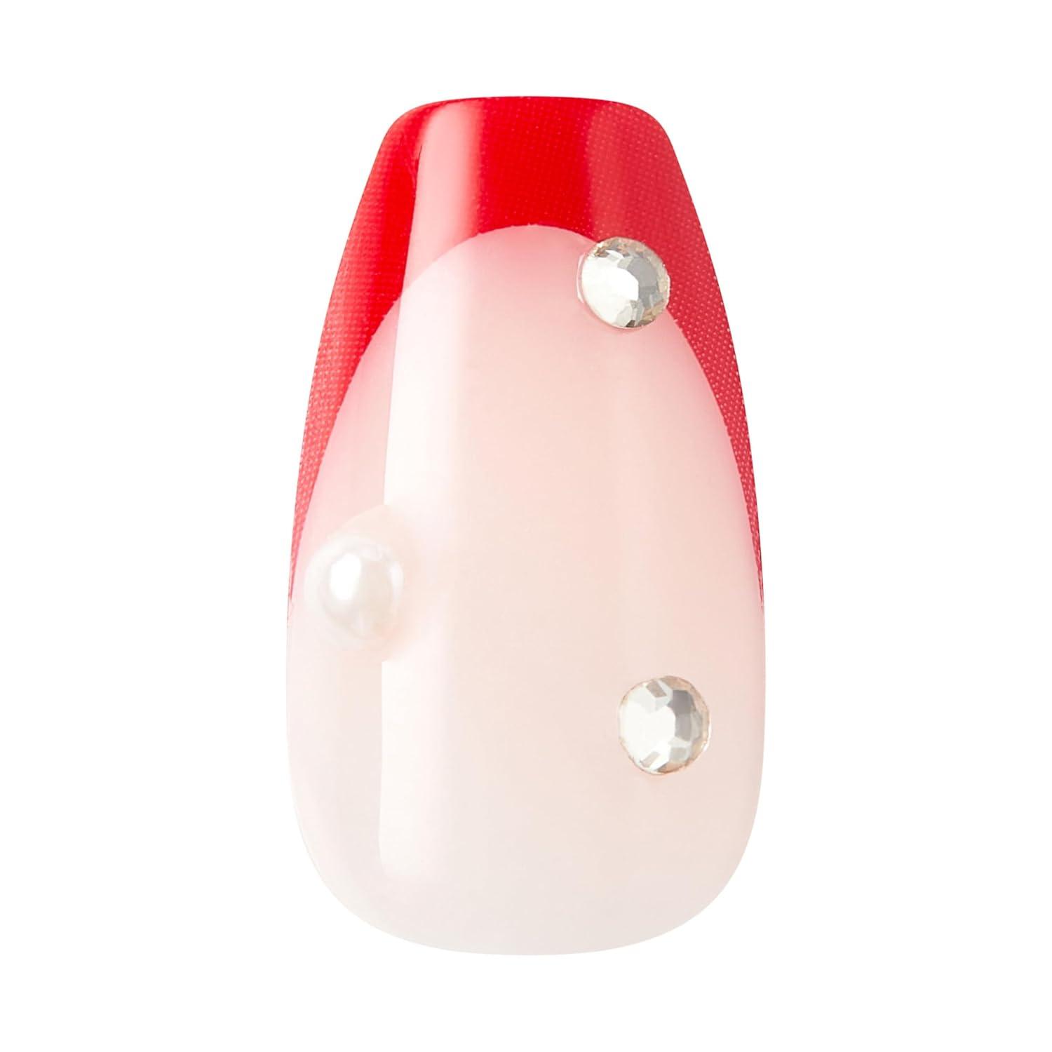 imageKISS imPRESS No Glue Mani Press On Nails Design Happy World Red Medium Size Coffin Shape Includes 30 Nails Prep Pad Instructions Sheet 1 Manicure Stick 1 Mini File
