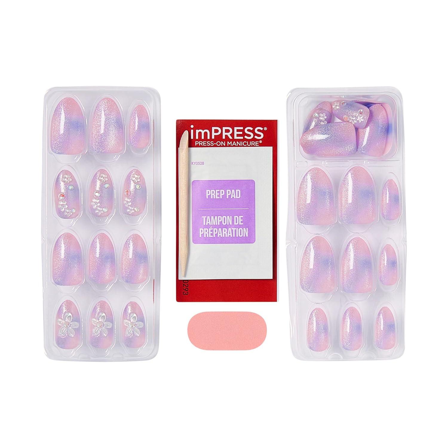 imageKISS imPRESS No Glue Mani Press On Nails Design Pick Me First Multicolor Medium Size Oval Shape Includes 30 Nails Prep Pad Instructions Sheet 1 Manicure Stick 1 Mini File