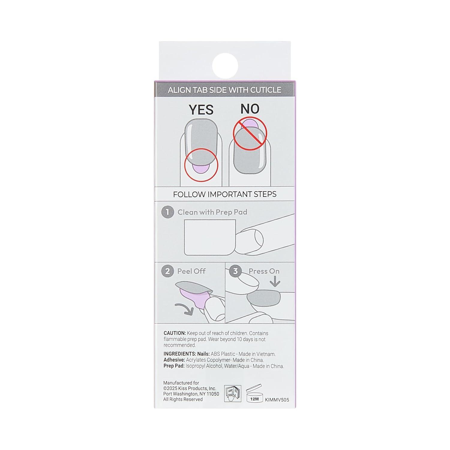 imageKISS imPRESS No Glue Mani Press On Nails Design Star player White Medium Size Almond Shape Includes 30 Nails Prep Pad Instructions Sheet 1 Manicure Stick 1 Mini File