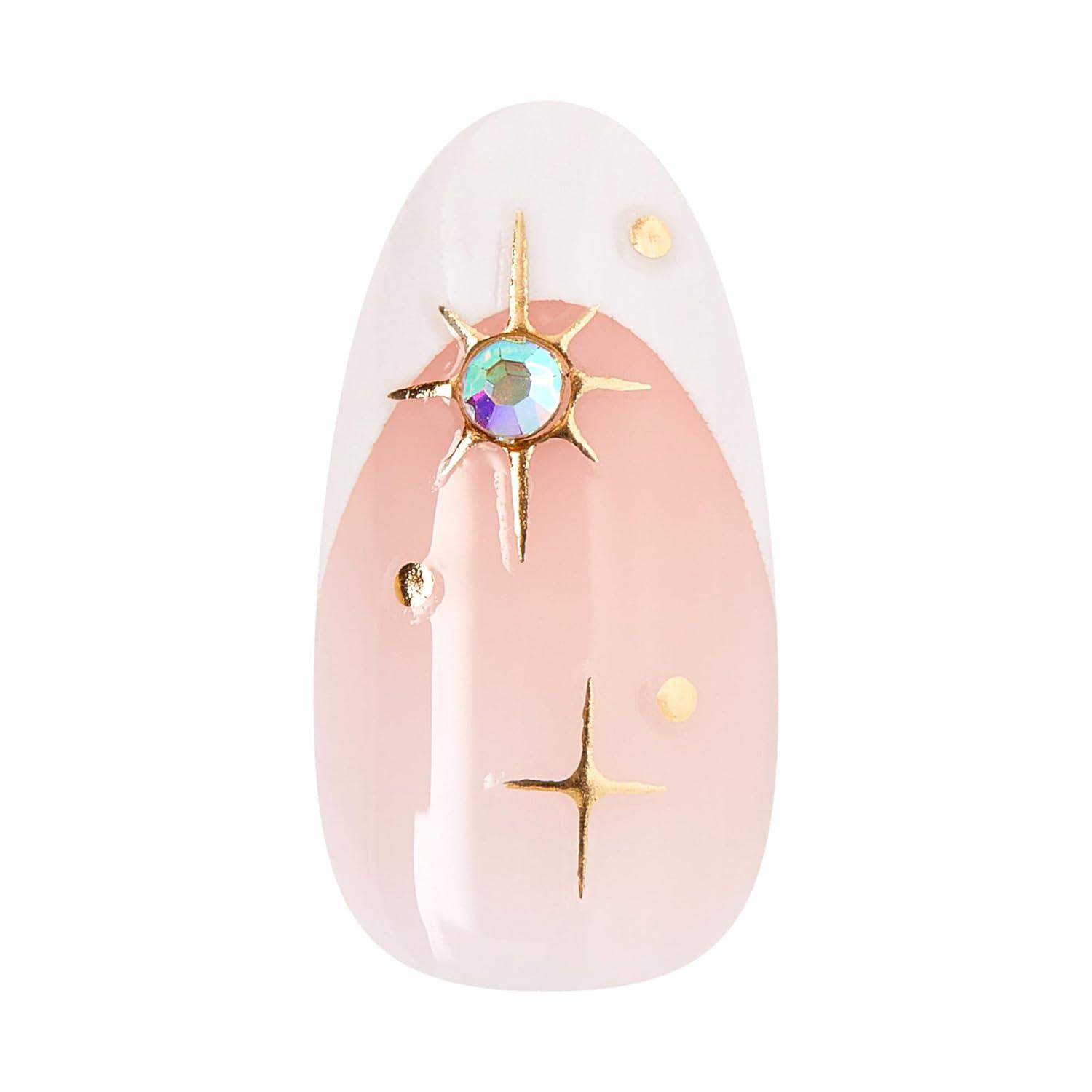 imageKISS imPRESS No Glue Mani Press On Nails Design Star player White Medium Size Almond Shape Includes 30 Nails Prep Pad Instructions Sheet 1 Manicure Stick 1 Mini File