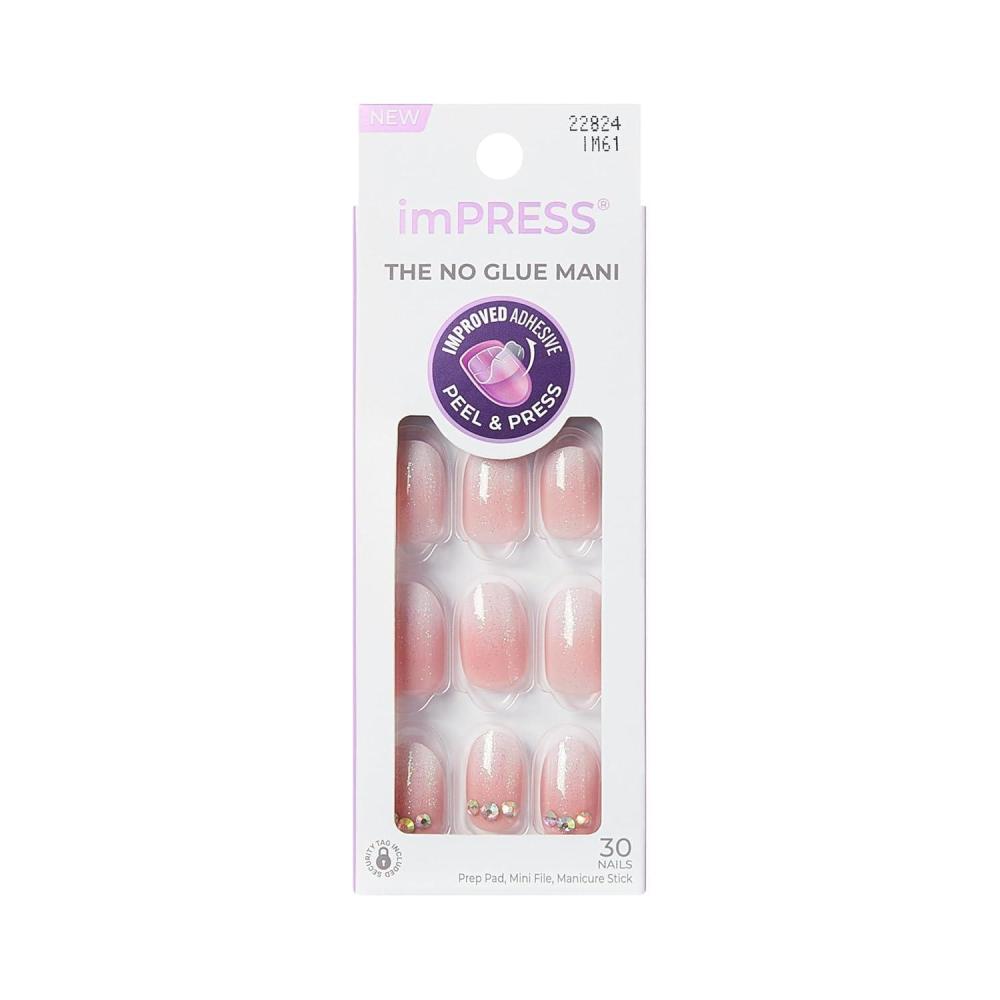 imageKISS imPRESS No Glue Mani Press On Nails Design Even Better Pink Short Size Oval Shape Includes 30 Nails Prep Pad Instructions Sheet 1 Manicure Stick 1 Mini File